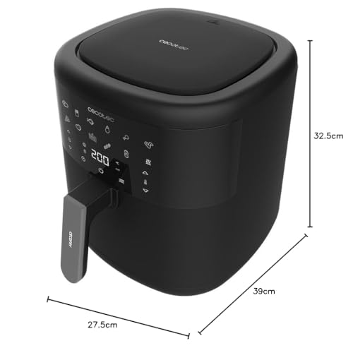 Cecotec Freidora de Aire sin Aceite de 6 L Air Fryer Cecofry Bombastik 6000. 1700 W, Tecnología PerfectCook, Temperatura y Tiempo Regulables, Control Táctil, 12 Modos, Temporizador