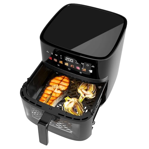 Cecotec Freidora de Aire sin Aceite de 8L con Doble Resistencia, Plancha, Grill, Air Fryer Cecofry&Grill Duoheat 8000. 2200W, Dietética y Digital, Ventana, Temperatura Regulable 80-200°C, 8 Menús