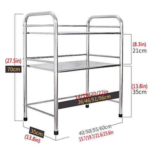 Estante para microondas, Soporte único para Horno de Acero Inoxidable, Organizador de Soporte de Almacenamiento para gabinete de Cocina con 6 Ganchos para Almacenamiento de Cocina pequeña,