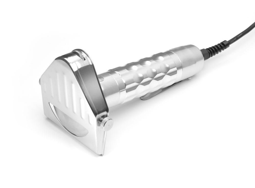 HENDI Cortador eléctrico para kebab, shawarma, gyros, corte ajustable 0,5-6mm, cuchilla: 8000 rpm, cuchillo eléctrico profesional para cortar carne, 80W, 230V, 232x120x(H)115mm, acero inoxidable