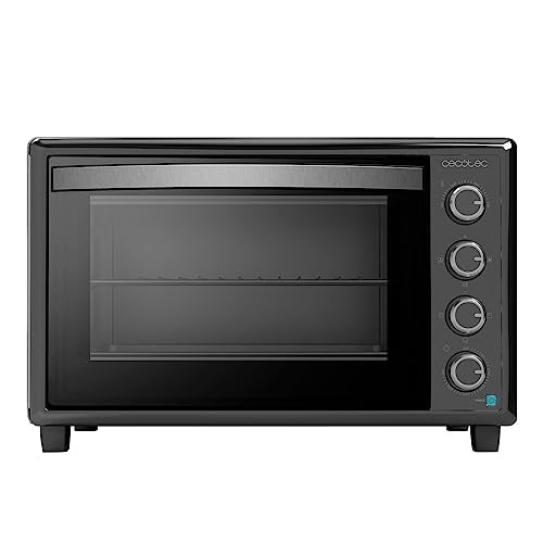 **Cecotec Horno de Convección de Sobremesa 60 Litros Bake\&Toast 6090 Black Gyro – 2200 W, Luz Interior, 12 Funciones, Temperatura hasta 230ºC, Puerta Doble Cristal, con Rustidor Giratorio