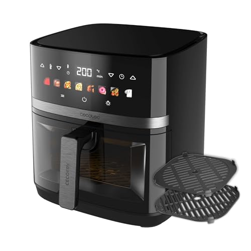 Cecotec Freidora de Aire sin Aceite de 8L con Doble Resistencia, Plancha, Grill, Air Fryer Cecofry&Grill Duoheat 8000. 2200W, Dietética y Digital, Ventana, Temperatura Regulable 80-200°C, 8 Menús