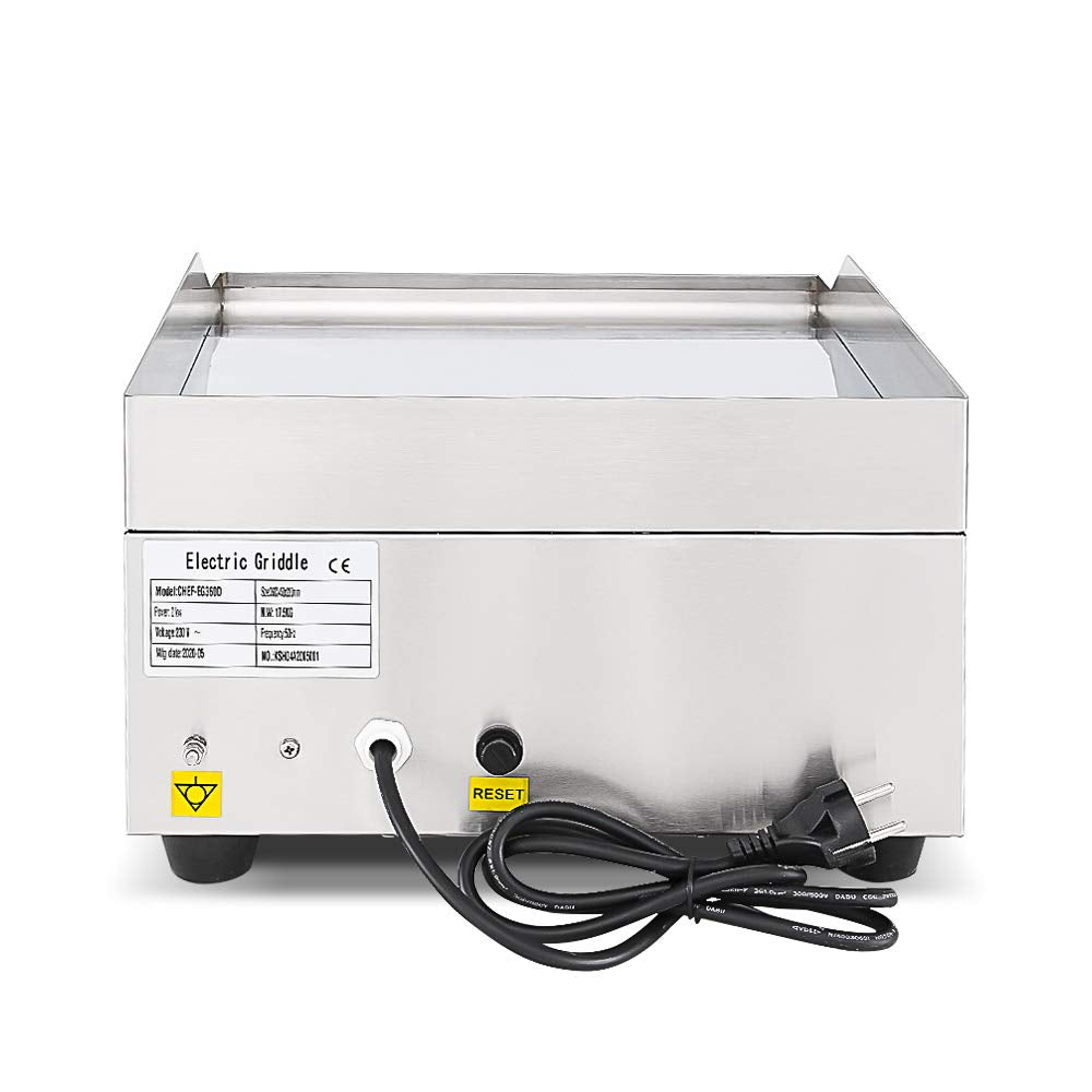 **Equipementpro EG-360 Plancha Eléctrica Profesional | 2000 W, Placa de 36 cm, Parrilla Compacta en Acero Inoxidable para Cocina y Aperitivos**