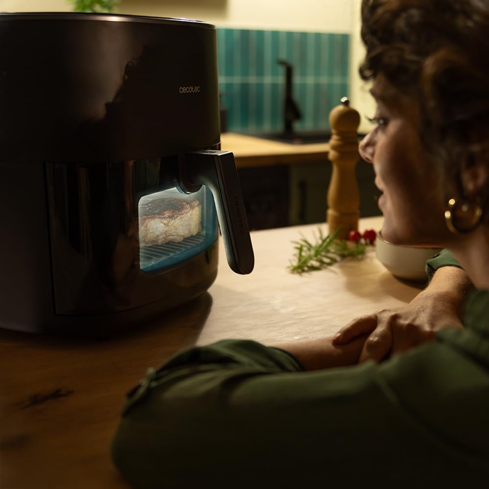 Cecotec Freidora de Aire sin Aceite de 6,5L con Doble Resistencia, Plancha, Grill, Air Fryer Cecofry&Grill Duoheat 6500. 2200W, Dietética y Digital, Ventana, Temperatura Regulable 40-200°C, 12 Menús