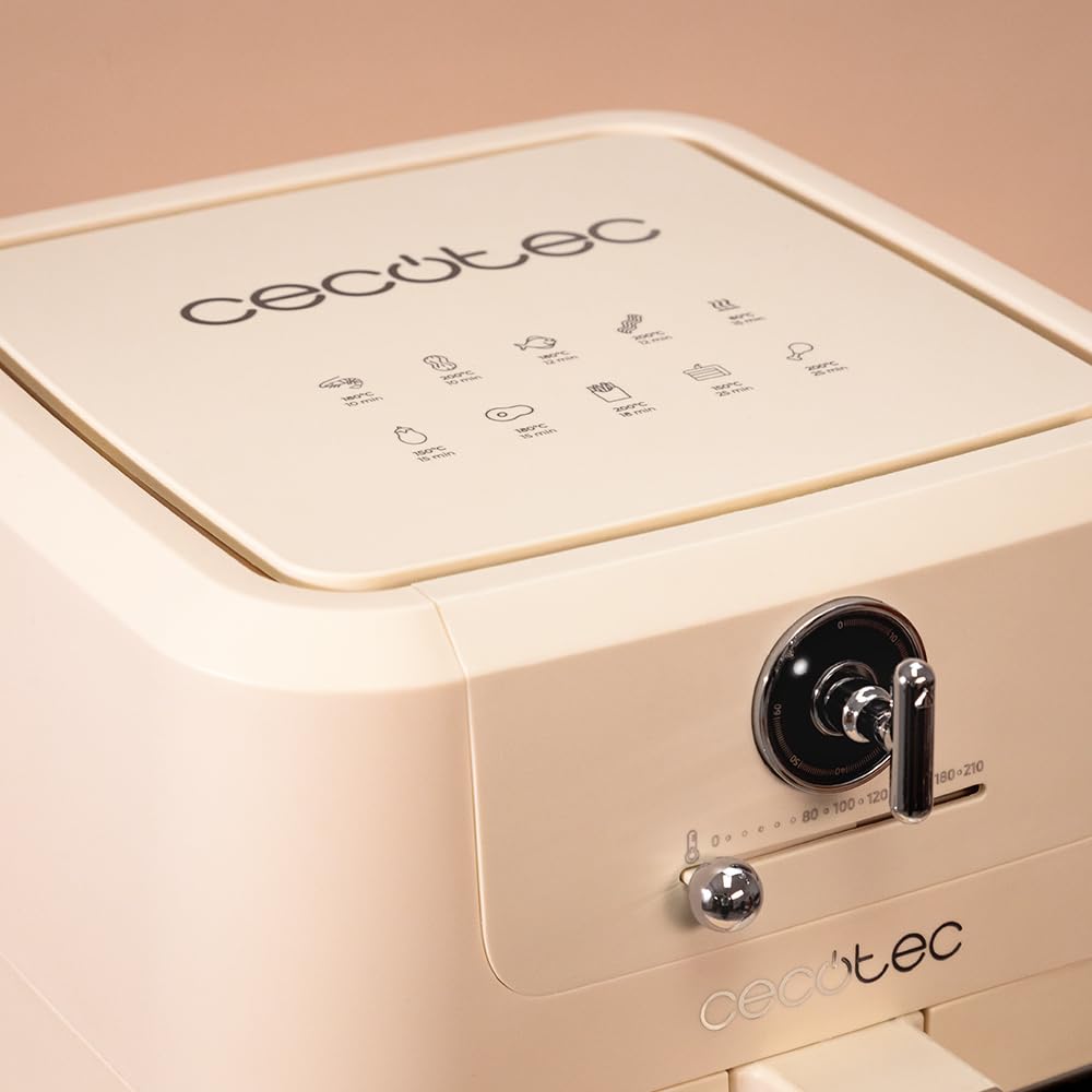 Freidora de Aire Cecotec Cecofry Antique 5000 - 5L, Digital, PerfectCook, Blanco Retro