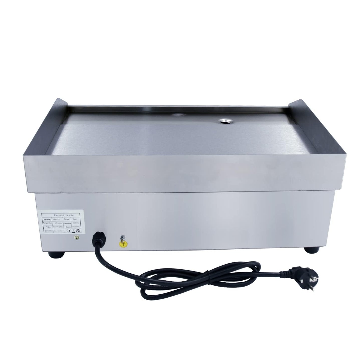 DULNICE Plancha Eléctrica Profesional de Acero Inoxidable 3000W, Cocina Eléctrica 54 x 30 cm, Temperatura Ajustable 50-300°C, con Bandeja Recoge Grasa