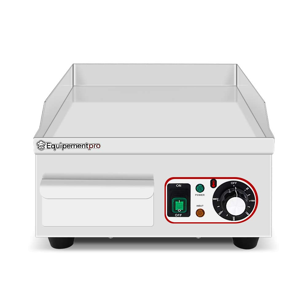 **Equipementpro EG-360 Plancha Eléctrica Profesional | 2000 W, Placa de 36 cm, Parrilla Compacta en Acero Inoxidable para Cocina y Aperitivos**