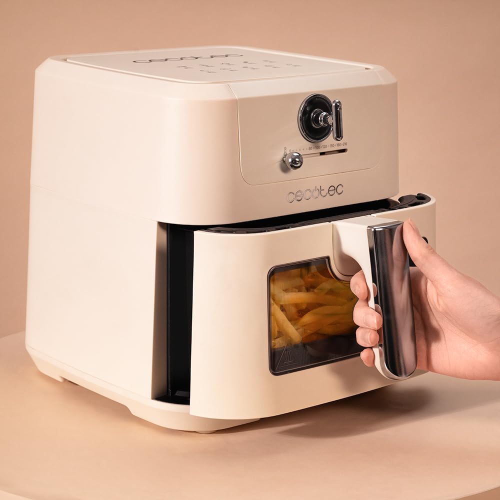 Freidora de Aire Cecotec Cecofry Antique 5000 - 5L, Digital, PerfectCook, Blanco Retro