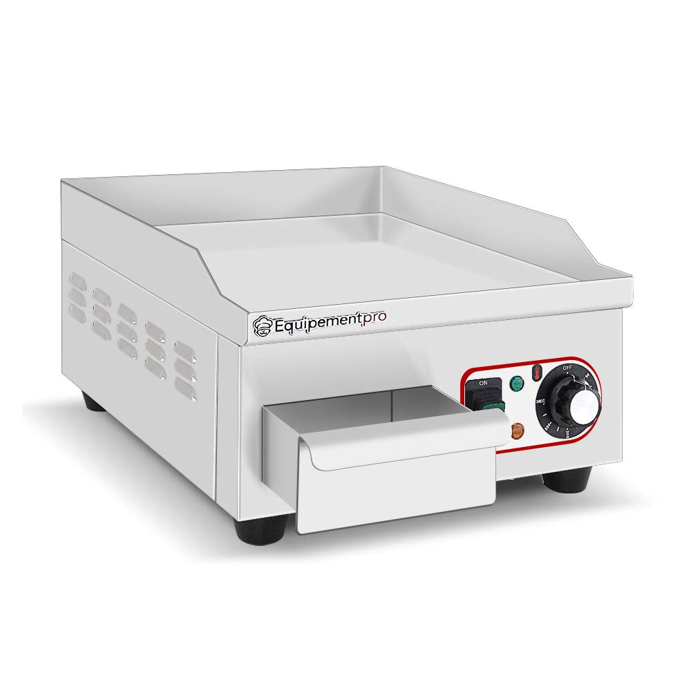 **Equipementpro EG-360 Plancha Eléctrica Profesional | 2000 W, Placa de 36 cm, Parrilla Compacta en Acero Inoxidable para Cocina y Aperitivos**