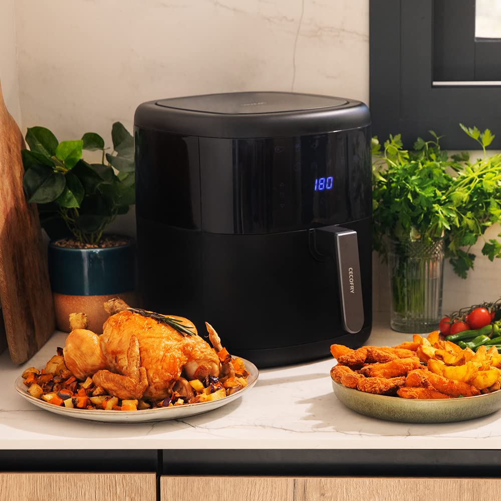 Cecotec Freidora de Aire sin Aceite de 6 L Air Fryer Cecofry Bombastik 6000. 1700 W, Tecnología PerfectCook, Temperatura y Tiempo Regulables, Control Táctil, 12 Modos, Temporizador