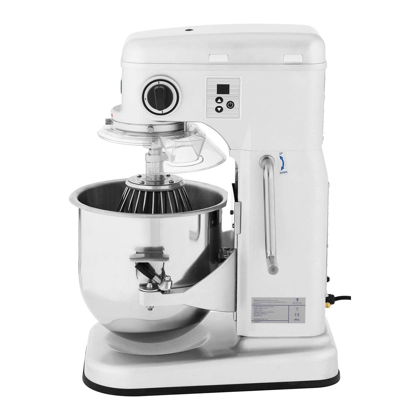 Royal Catering Amasadora Batidora de Cocina RCPM-10,1B | Motor 650 W | Capacidad 10 L (1,75 kg de masa) | Velocidad regulable 230–580 rpm | Robusta y Profesional, Ideal para Panadería y Repostería