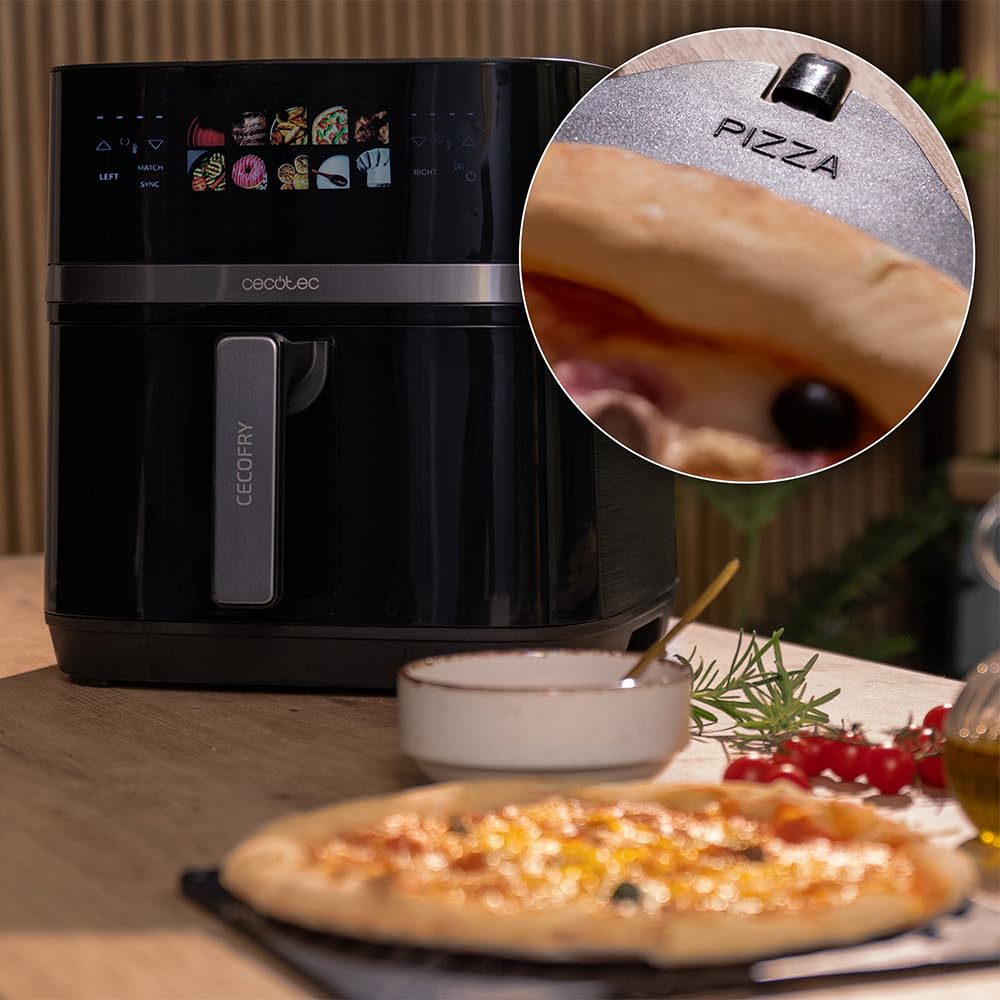 Cecotec Freidora de Aire sin Aceite de 8L con Doble Resistencia, Plancha, Grill, Air Fryer Cecofry&Grill Duoheat 8000. 2200W, Dietética y Digital, Ventana, Temperatura Regulable 80-200°C, 8 Menús