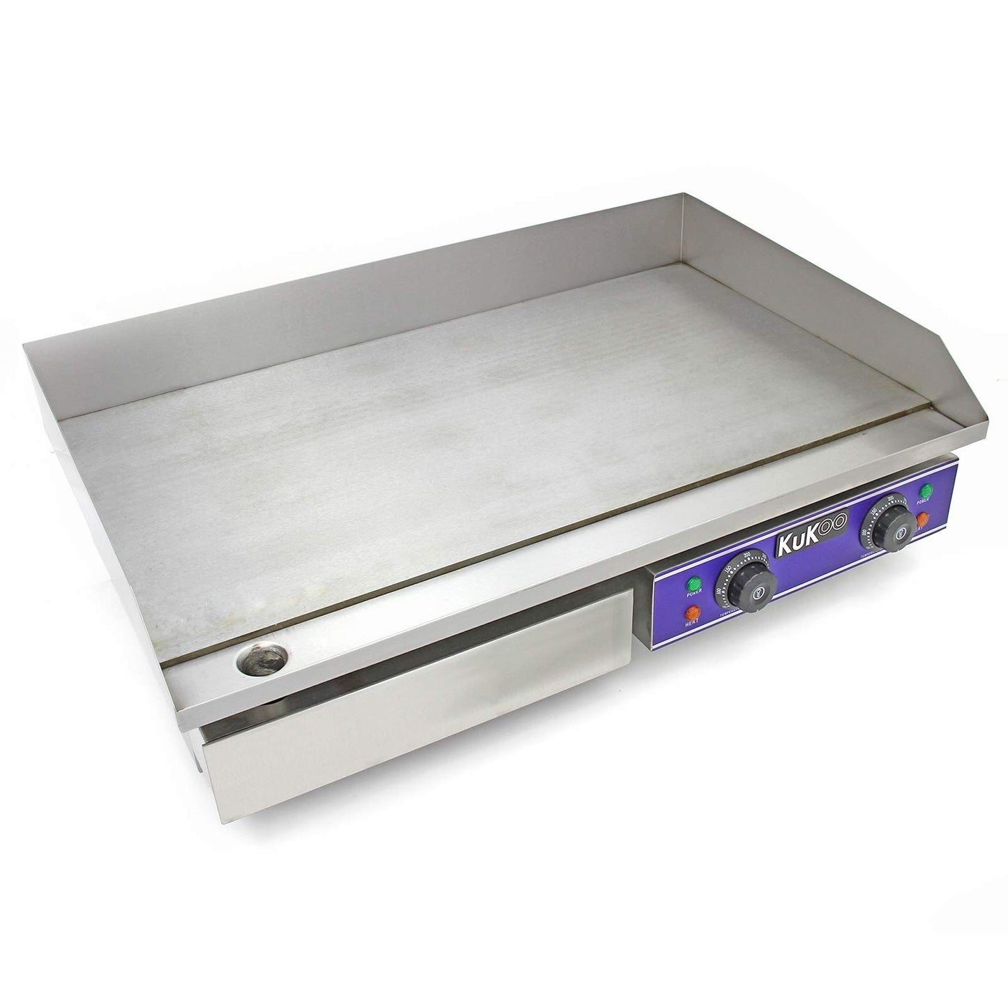 **Plancha Antiadherente Eléctrica 70 cm de Acero Inoxidable – Grill Parrilla de Cocina BBQ con Protector contra Salpicaduras, Cajón de Drenaje para Grasa y Termostato Ajustable**