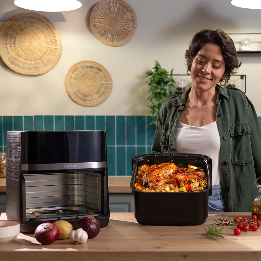 Cecotec Freidora de Aire sin Aceite de 8L con Doble Resistencia, Plancha, Grill, Air Fryer Cecofry&Grill Duoheat 8000. 2200W, Dietética y Digital, Ventana, Temperatura Regulable 80-200°C, 8 Menús