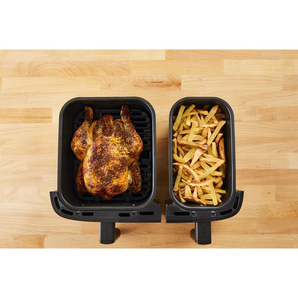 Tefal Airfryer (EY905D) Dual Easy Fry & Grill Silver Black