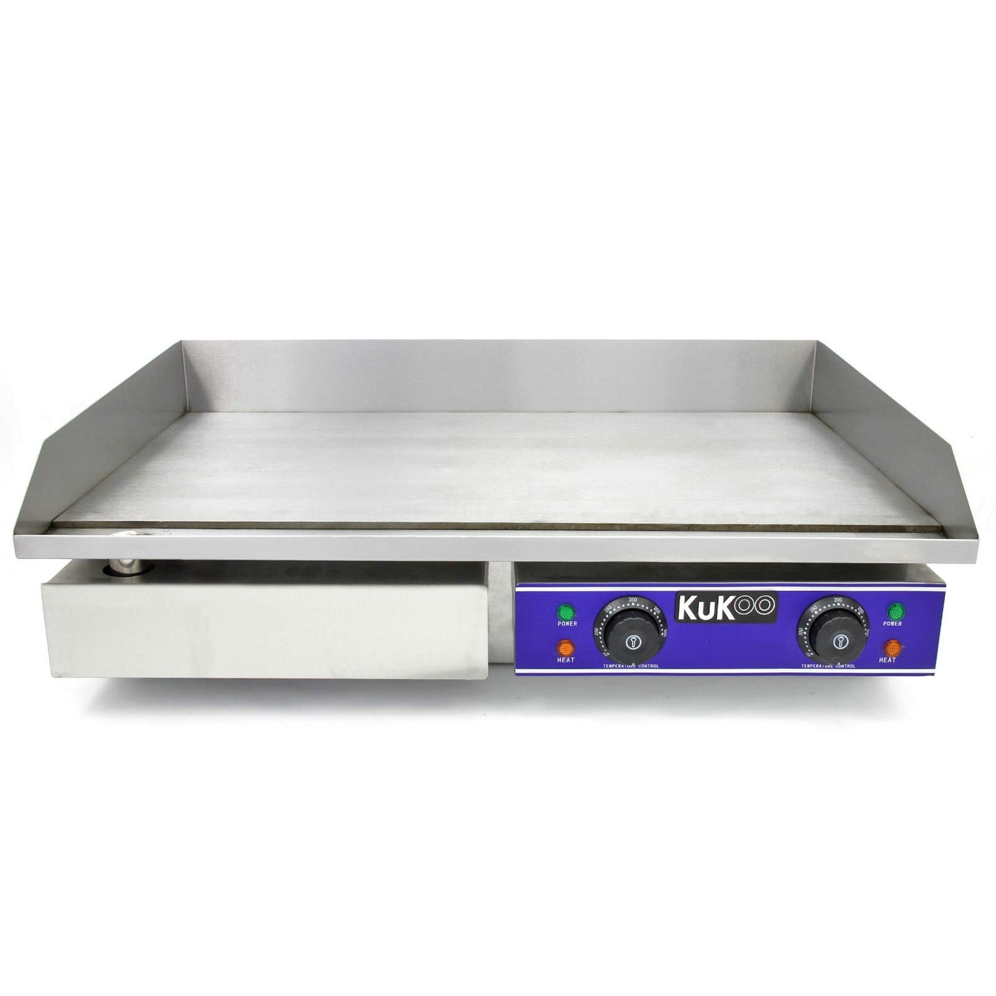 **Plancha Antiadherente Eléctrica 70 cm de Acero Inoxidable – Grill Parrilla de Cocina BBQ con Protector contra Salpicaduras, Cajón de Drenaje para Grasa y Termostato Ajustable**