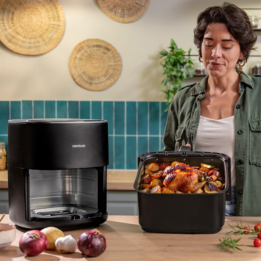 Cecotec Freidora de Aire sin Aceite de 6,5L con Doble Resistencia, Plancha, Grill, Air Fryer Cecofry&Grill Duoheat 6500. 2200W, Dietética y Digital, Ventana, Temperatura Regulable 40-200°C, 12 Menús