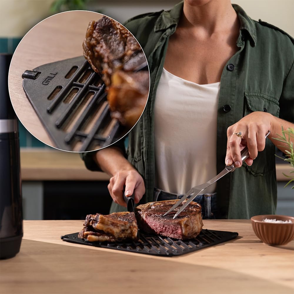 Cecotec Freidora de Aire sin Aceite de 8L con Doble Resistencia, Plancha, Grill, Air Fryer Cecofry&Grill Duoheat 8000. 2200W, Dietética y Digital, Ventana, Temperatura Regulable 80-200°C, 8 Menús