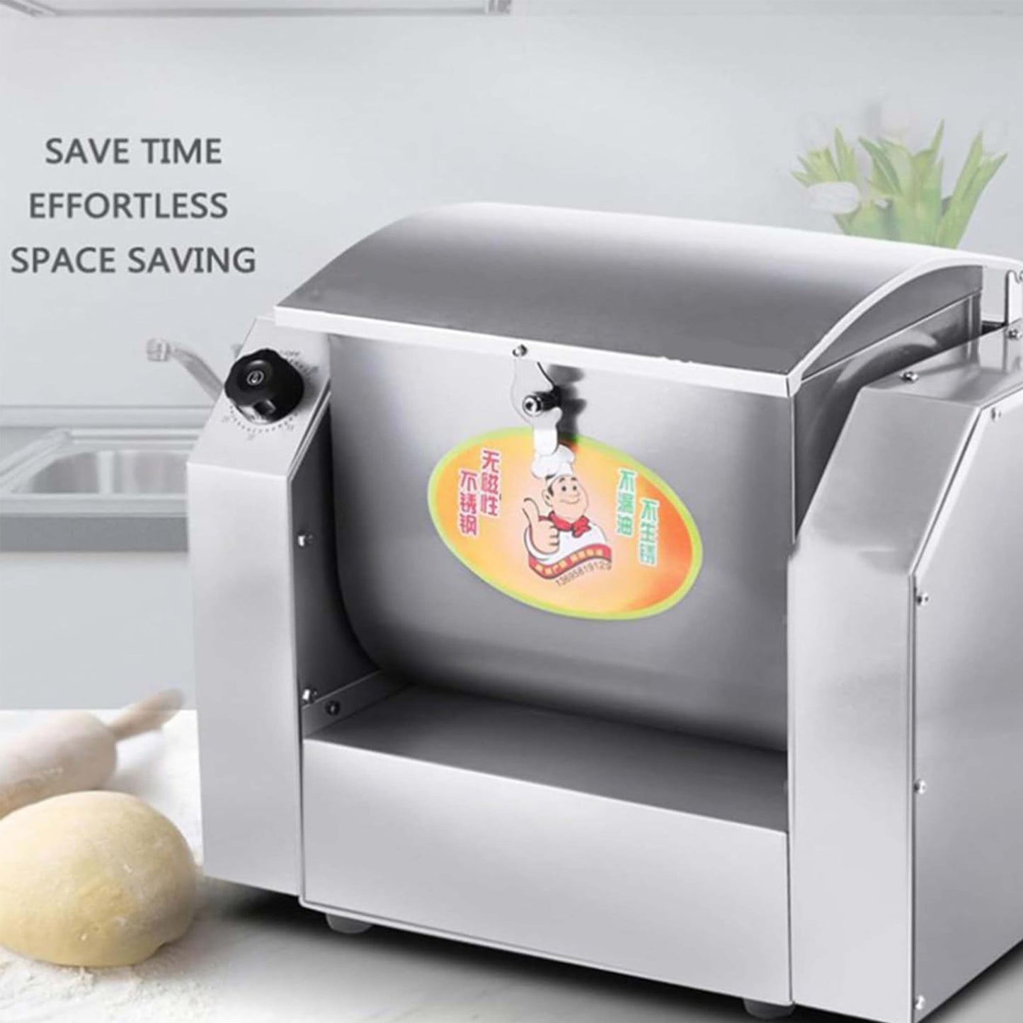 ZYJIX Amasadora Comercial De 3 Kg, Máquina Mezcladora De Harina De Acero Inoxidable De 1100 W/1500 W, Máquina Amasadora De Masa Profesional De 30/50 Kg/h, para Hacer Pizza De Pasta