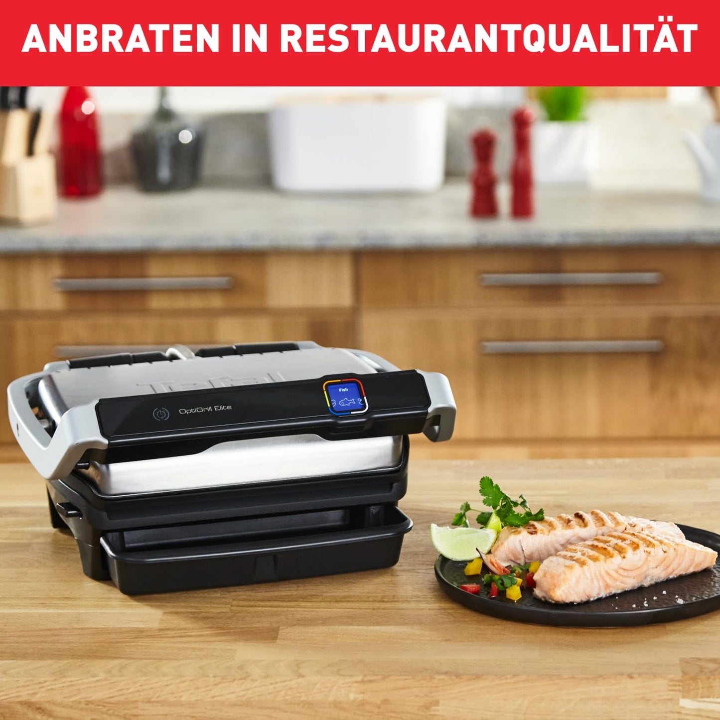 Parrilla Eléctrica Tefal Optigrill Elite – Sensor Inteligente, 6 Programas Automáticos, Placas Antiadherentes
