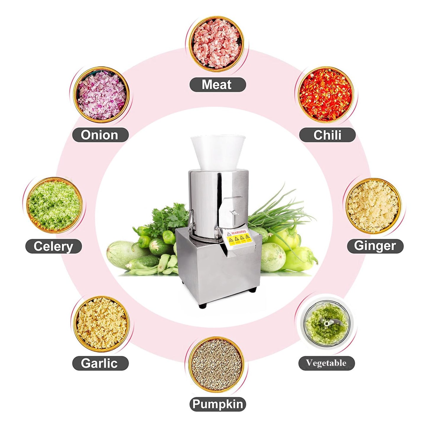 Picadora Eléctrica Profesional, Cortadora de Verduras y Picadora de Carne, Procesador de Alimentos en Acero Inoxidable, 400W, 220V, Capacidad 40-60 kg/h, Ideal para Restaurantes y Cocina Doméstica