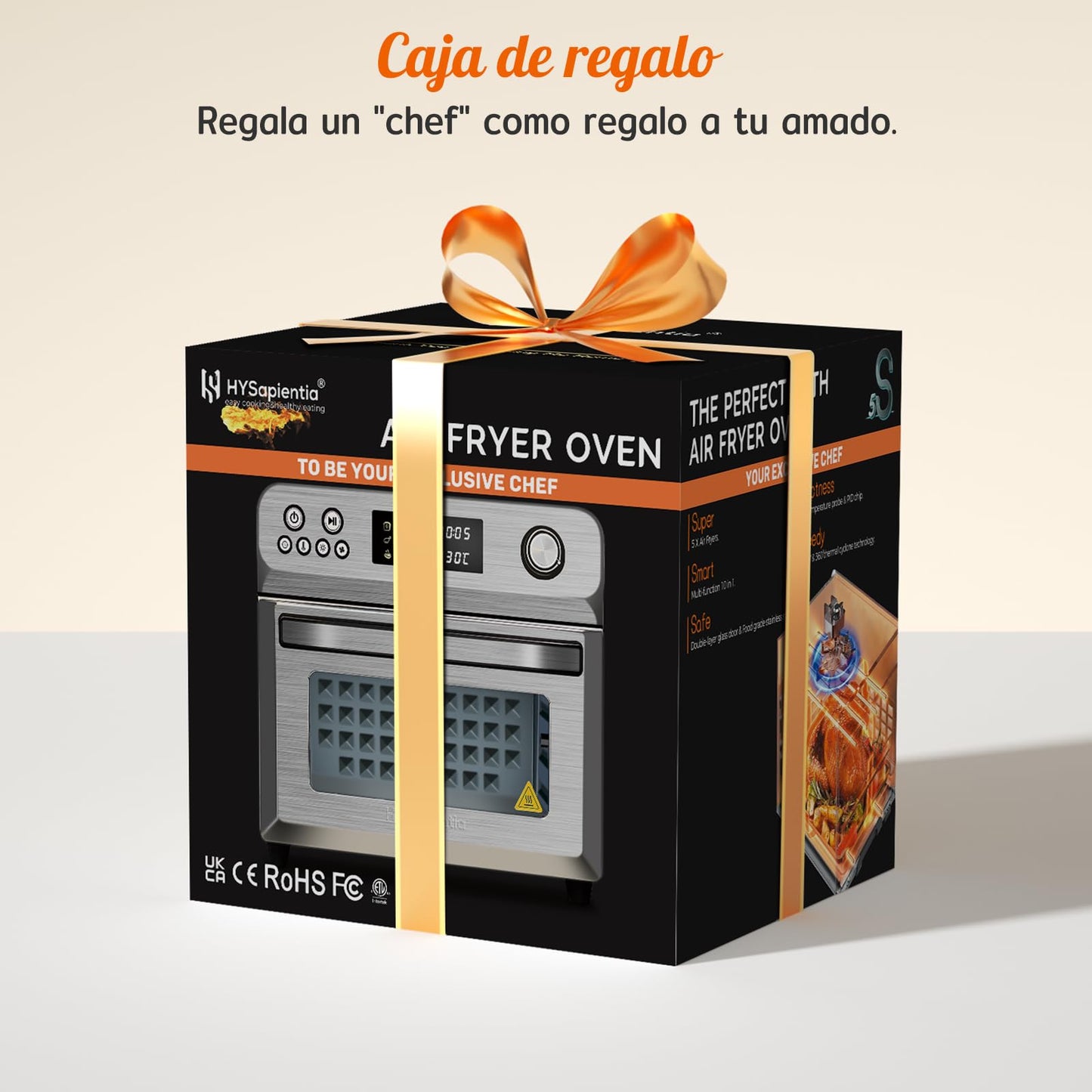 Horno Freidora de Aire HYSapientia 24L - 1800W, 10 Programas, 8 Accesorios, Sin Aceite