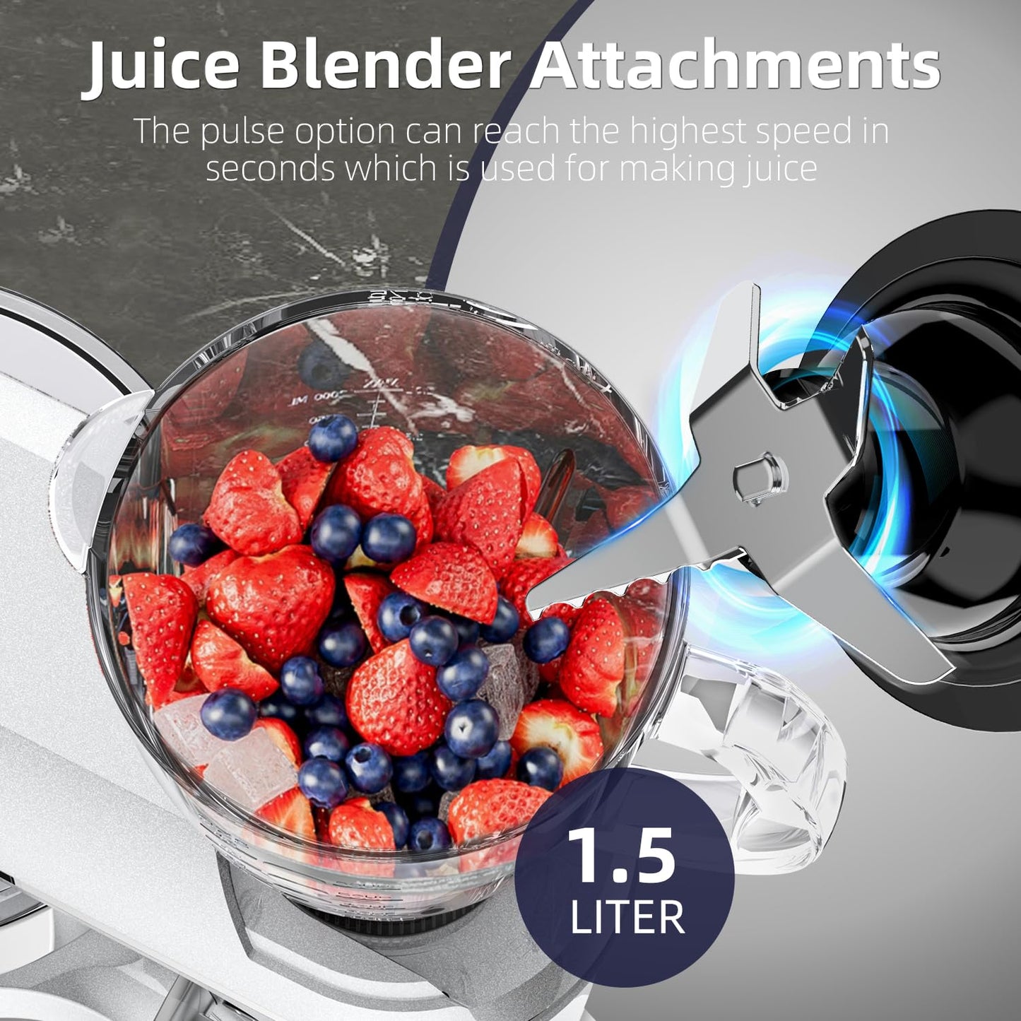 Homlee Robot de Cocina 3 en 1 con Picadora de Carne y Batidora – 2000W, Amasadora Multifunción, Cuenco de Acero Inoxidable 5.5L, Exprimidor 1.5L, 6 Niveles de Velocidad