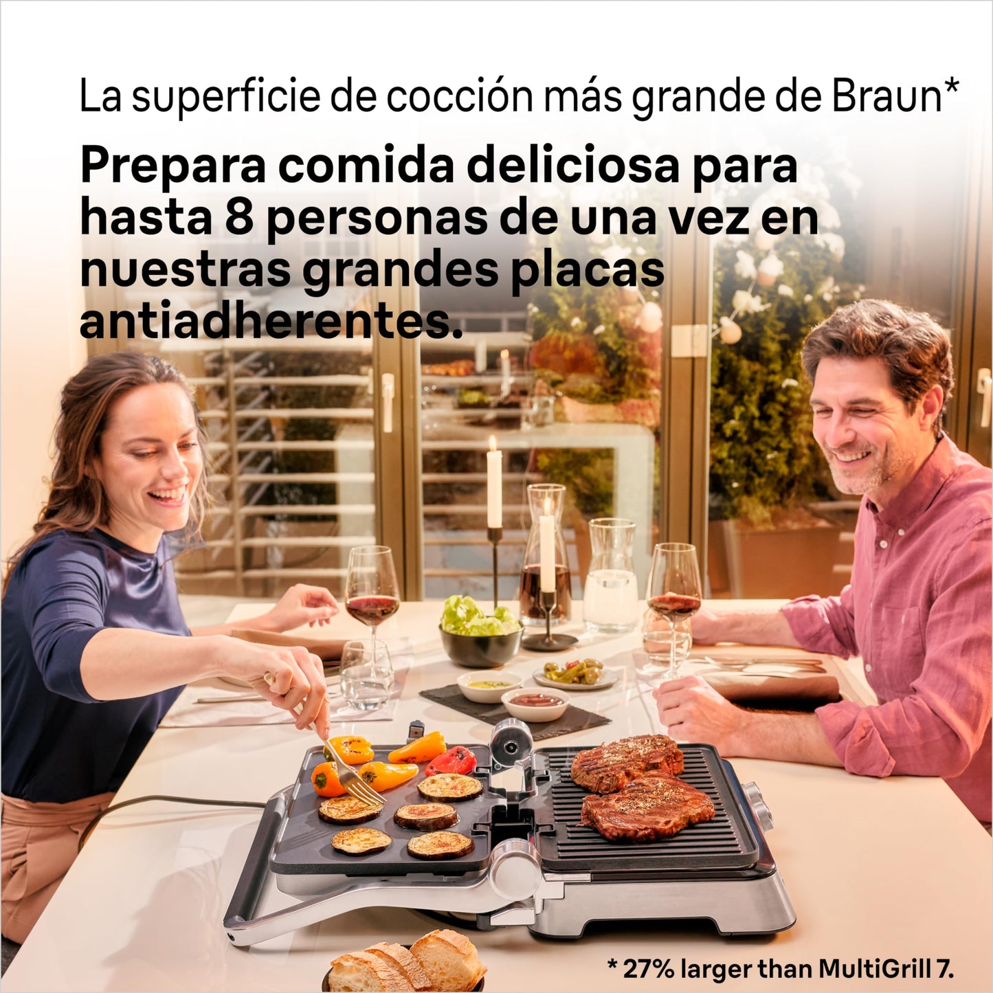 Braun MultiGrill 9 CG 9043, Plancha Cocina Eléctrica con Función Sellado, 3 Posiciones Cocción, Control Electrónico con 2 Termostatos, Parrilla, Plancha y Placas Aptas para Lavavajillas, 2200W
