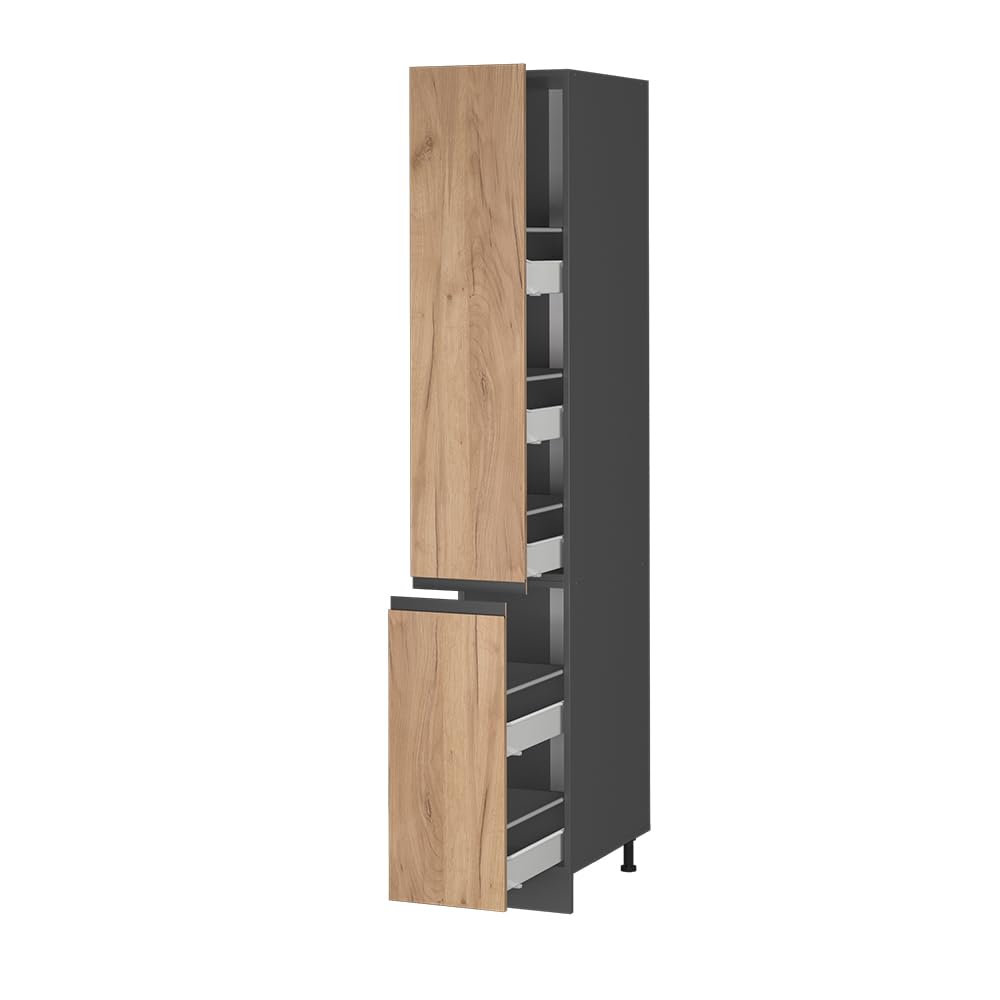 Vicco Armario de Farmacia R-Line, Roble Dorado/Antracita, 30 cm Forma de J
