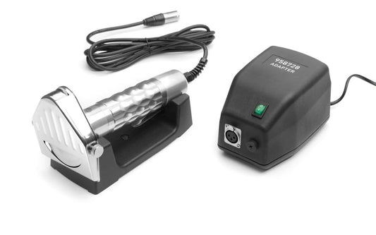 HENDI Cortador eléctrico para kebab, shawarma, gyros, corte ajustable 0,5-6mm, cuchilla: 8000 rpm, cuchillo eléctrico profesional para cortar carne, 80W, 230V, 232x120x(H)115mm, acero inoxidable