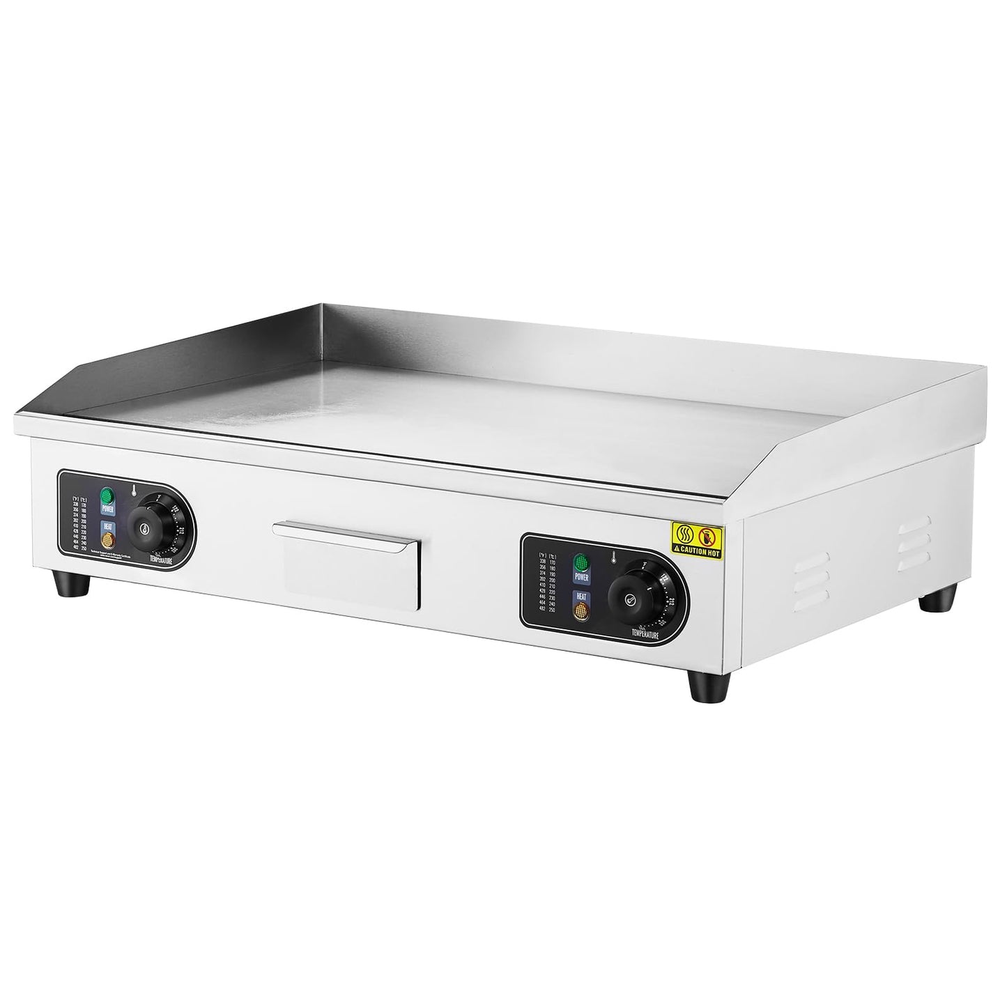 VEVOR Plancha Eléctrica Comercial – Parrilla Plana Superior 4400 W, Temperatura Ajustable 50-300 °C, Acero Inoxidable, Dimensiones 733 x 485 x 215 mm, Incluye 2 Palas y 2 Cepillos – Ideal para Hogar o Restaurante
