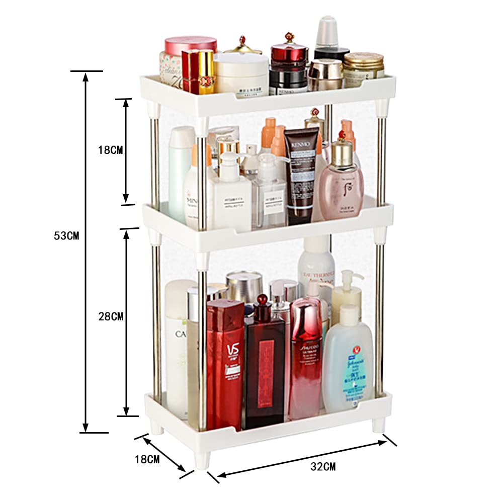Hpenp Organizador de encimera de baño de 3 niveles – Bandeja de vanidad cosmética para el cuidado de la piel – Estante de cocina para especias (blanco)