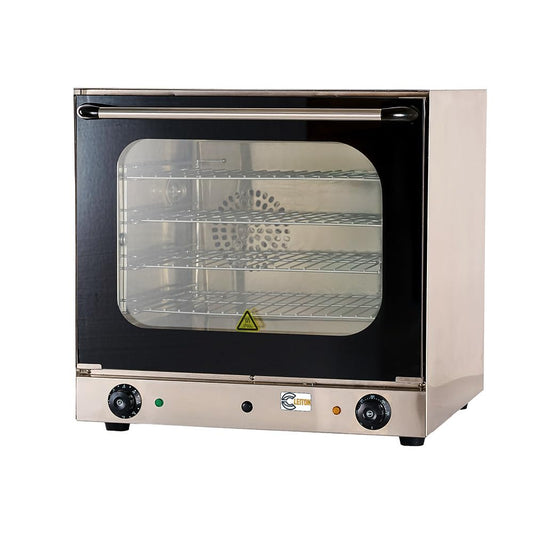 **Cleiton® Horno de Convección Eléctrico Industrial 4 Bandejas 43x32 cm | 300°C, 2600W | Profesional para Panadería y Pastelería | Acero Inoxidable, Puerta Fría**