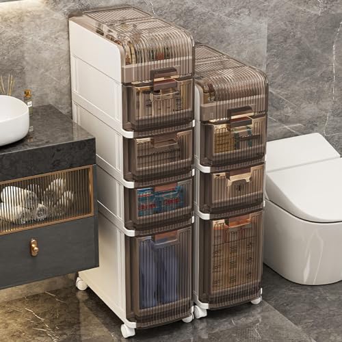 Failjierue Mueble de baño Delgado con Ruedas y cajones. Organizador de Papel higiénico Estrecho para baño, Dormitorio, Cocina y Sala de Estar. Unidad de Almacenamiento Que Ahorra Espacio(2td Floor)