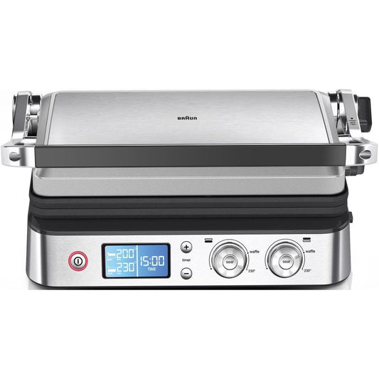 Braun MultiGrill 9 CG 9043, Plancha Cocina Eléctrica con Función Sellado, 3 Posiciones Cocción, Control Electrónico con 2 Termostatos, Parrilla, Plancha y Placas Aptas para Lavavajillas, 2200W