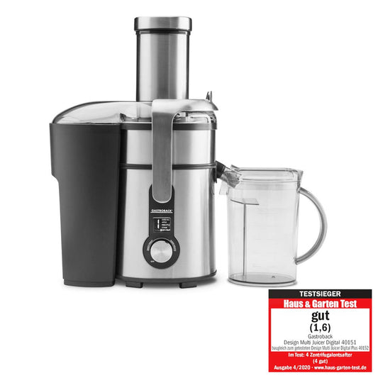 Gastroback Exprimidor 40151 de diseño Multi Juicer digital, motor profesional de 1300 W, XXL, orificio de llenado (diámetro de 84 mm), 5 velocidades