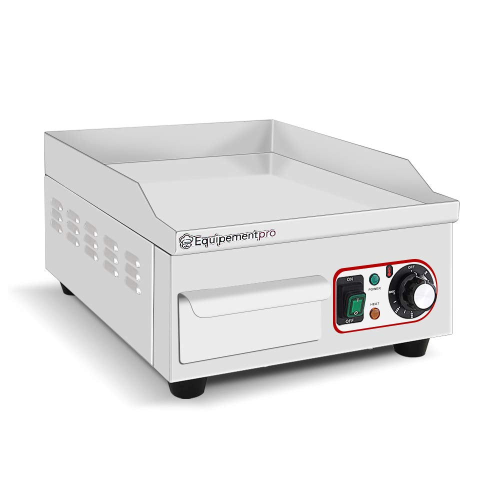**Equipementpro EG-360 Plancha Eléctrica Profesional | 2000 W, Placa de 36 cm, Parrilla Compacta en Acero Inoxidable para Cocina y Aperitivos**