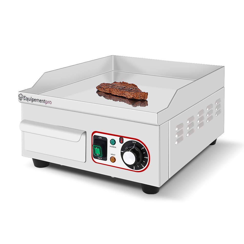 **Equipementpro EG-360 Plancha Eléctrica Profesional | 2000 W, Placa de 36 cm, Parrilla Compacta en Acero Inoxidable para Cocina y Aperitivos**