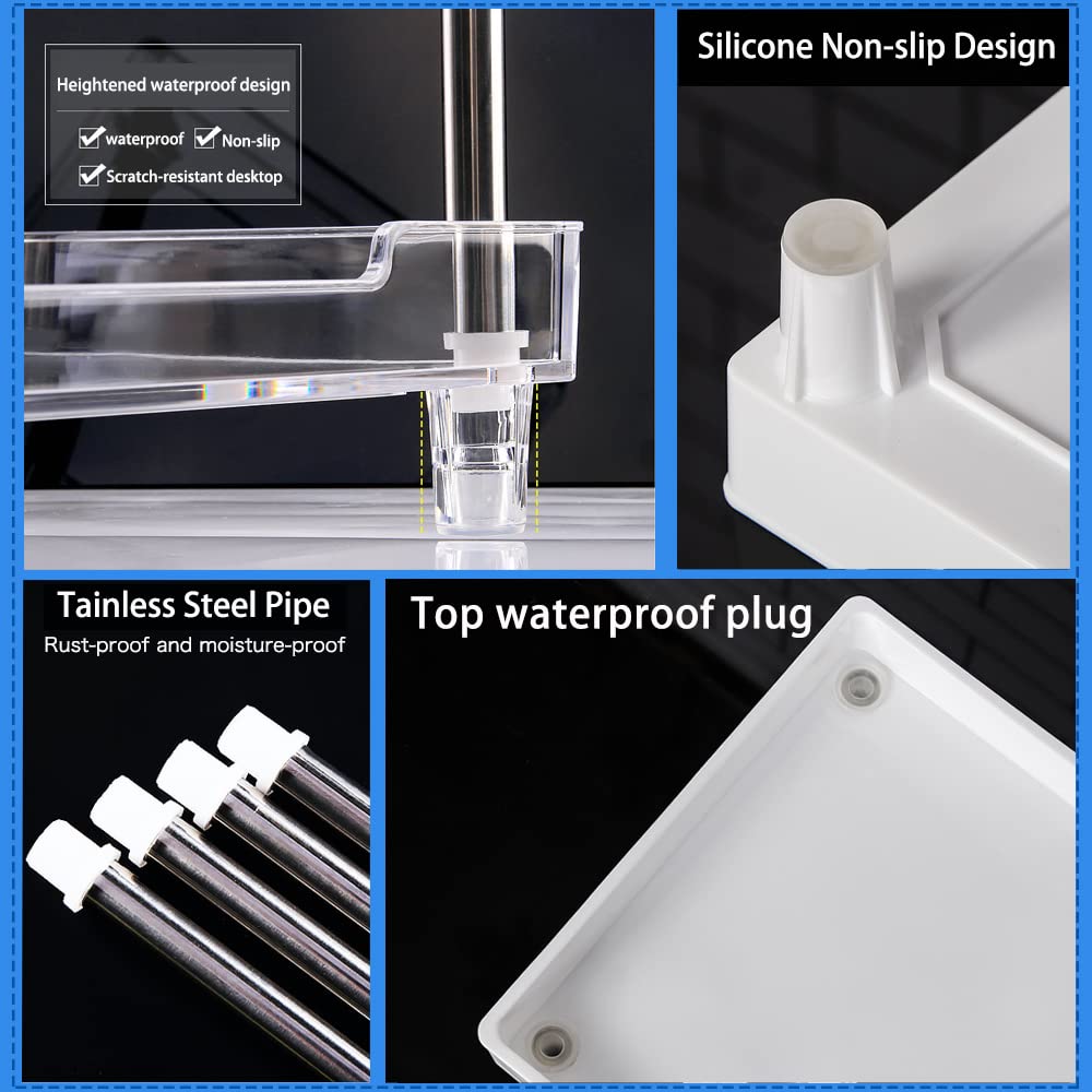 Hpenp Organizador de encimera de baño de 3 niveles – Bandeja de vanidad cosmética para el cuidado de la piel – Estante de cocina para especias (blanco)