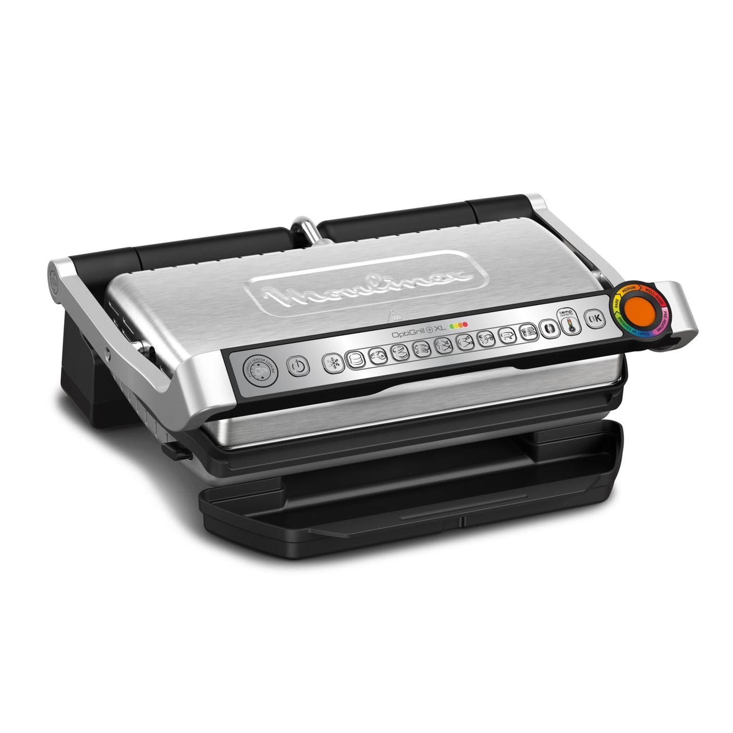 Parrilla Eléctrica Moulinex Optigrill+ XL – Cocción Automática para Carne, Pescado y Verduras, 9 Programas, Placas Antiadherentes