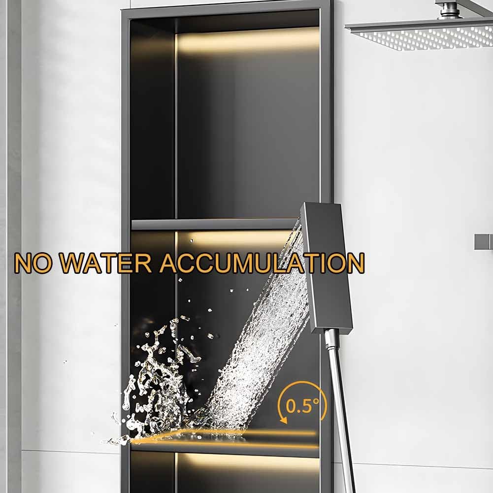 LXHELIVERY Nicho De Ducha con Luz LED, Nicho Empotrado De Acero Inoxidable, Organizador De Pared para Nicho Empotrado En El Baño, Almacenamiento De Cocina para El Hogar Y El Hotel(28x12.5x120 cm)