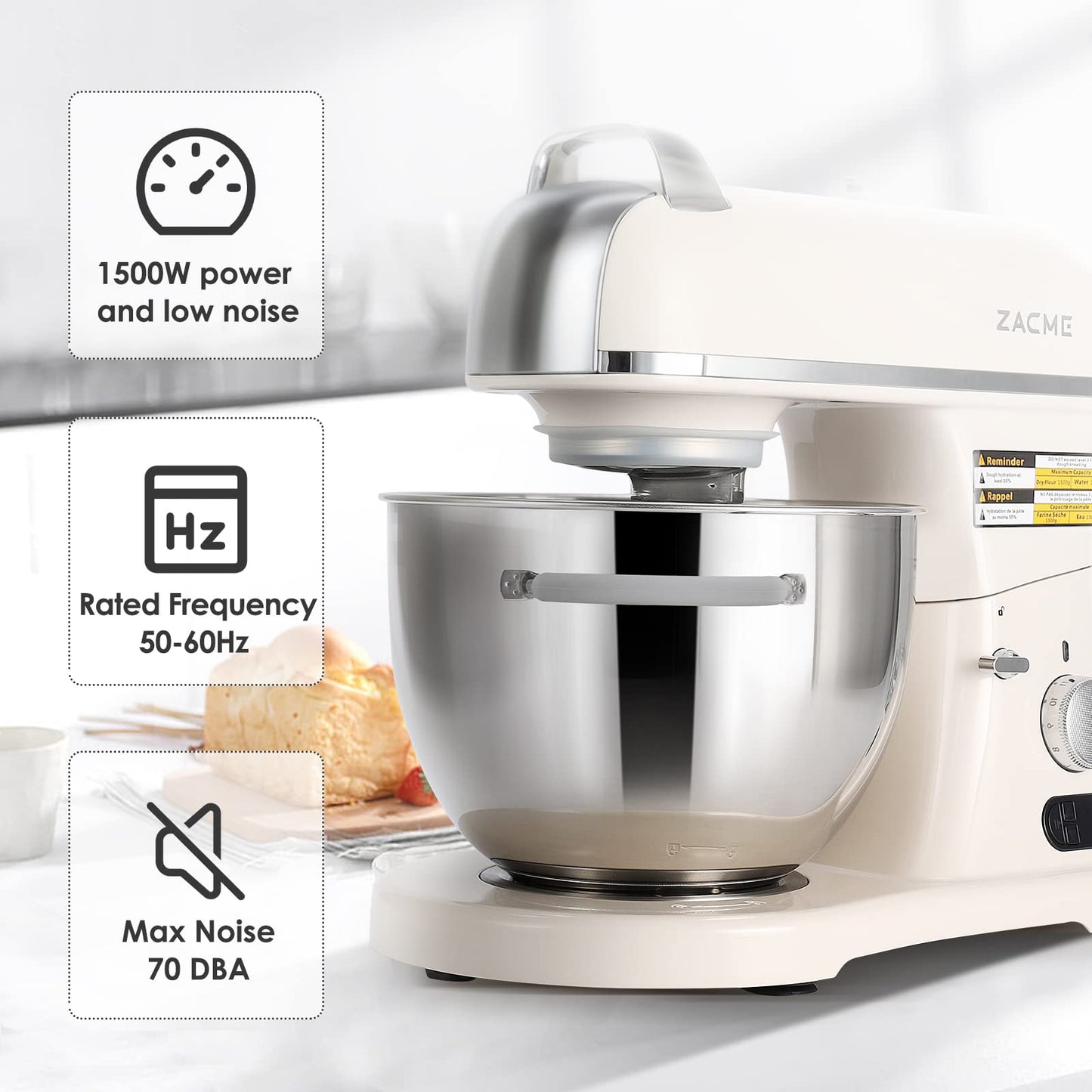 Robot de Cocina Multifuncional 7L 1500W | Batidora Amasadora Profesional con 11 Velocidades | Ideal para Repostería y Cocina Casera