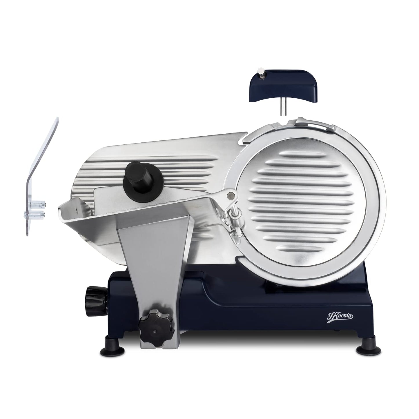 H.Koenig MSX256 Cortafiambres Eléctrico Profesional | Cuchilla 25 cm, Corte 0-12 mm, Afilador Integrado, 282 rpm, Superficie de Corte Grande – Azul