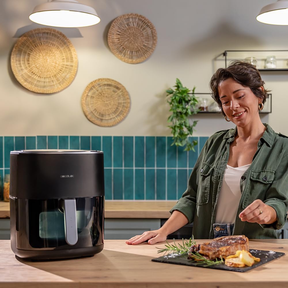Cecotec Freidora de Aire sin Aceite de 6,5L con Doble Resistencia, Plancha, Grill, Air Fryer Cecofry&Grill Duoheat 6500. 2200W, Dietética y Digital, Ventana, Temperatura Regulable 40-200°C, 12 Menús