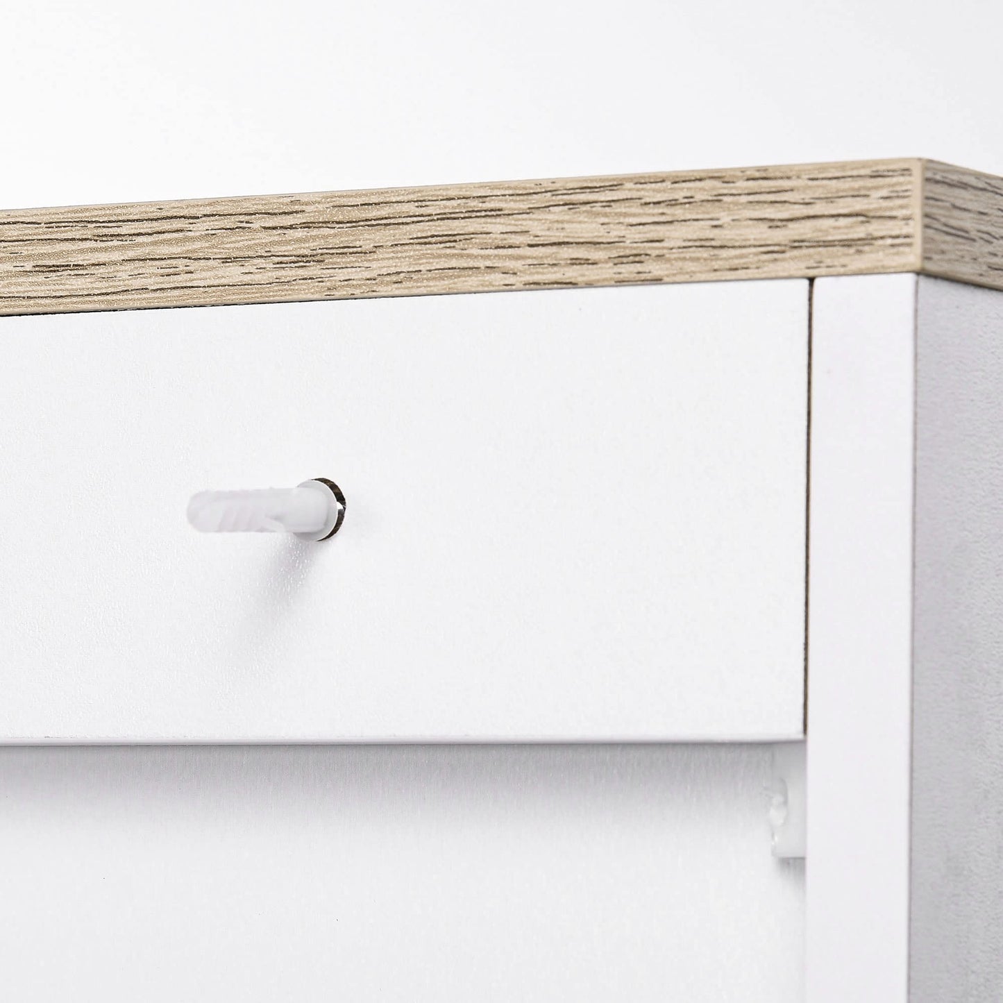 HOMCOM Armario de Salón Moderno Armario de Almacenaje con 3 Puertas Estantes Ajustables y Base Elevada para Cocina Comedor Pasillo Dormitorio Dispositivo Antivuelco 90x30x90 cm Blanco