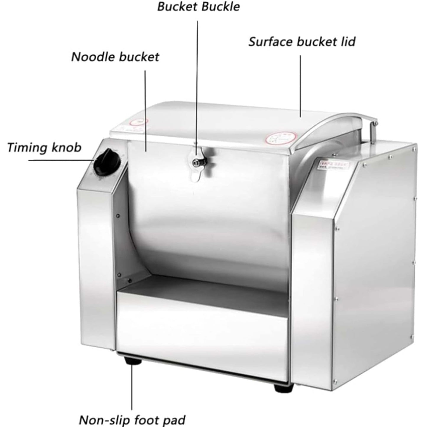 ZYJIX Amasadora Comercial De 3 Kg, Máquina Mezcladora De Harina De Acero Inoxidable De 1100 W/1500 W, Máquina Amasadora De Masa Profesional De 30/50 Kg/h, para Hacer Pizza De Pasta