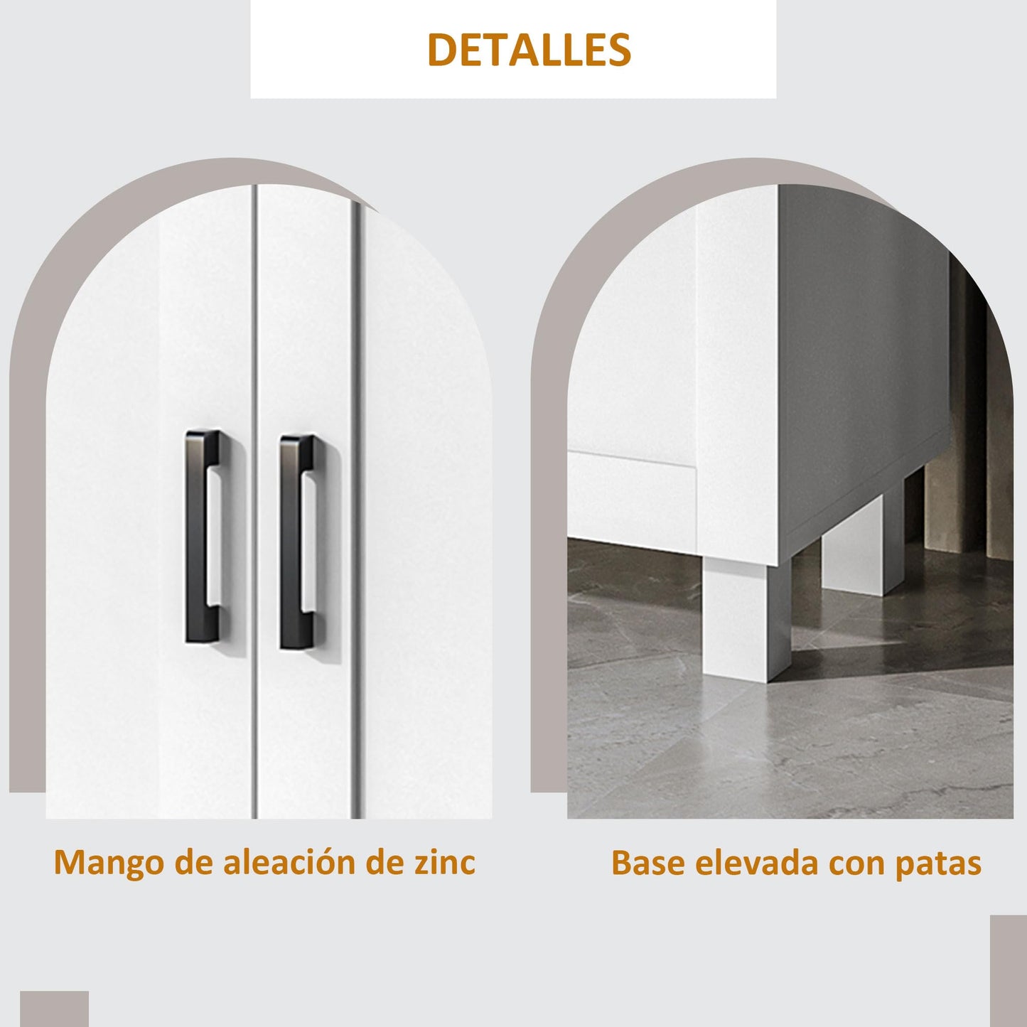 HOMCOM Armario de Salón Moderno Armario de Almacenaje con 3 Puertas Estantes Ajustables y Base Elevada para Cocina Comedor Pasillo Dormitorio Dispositivo Antivuelco 90x30x90 cm Blanco