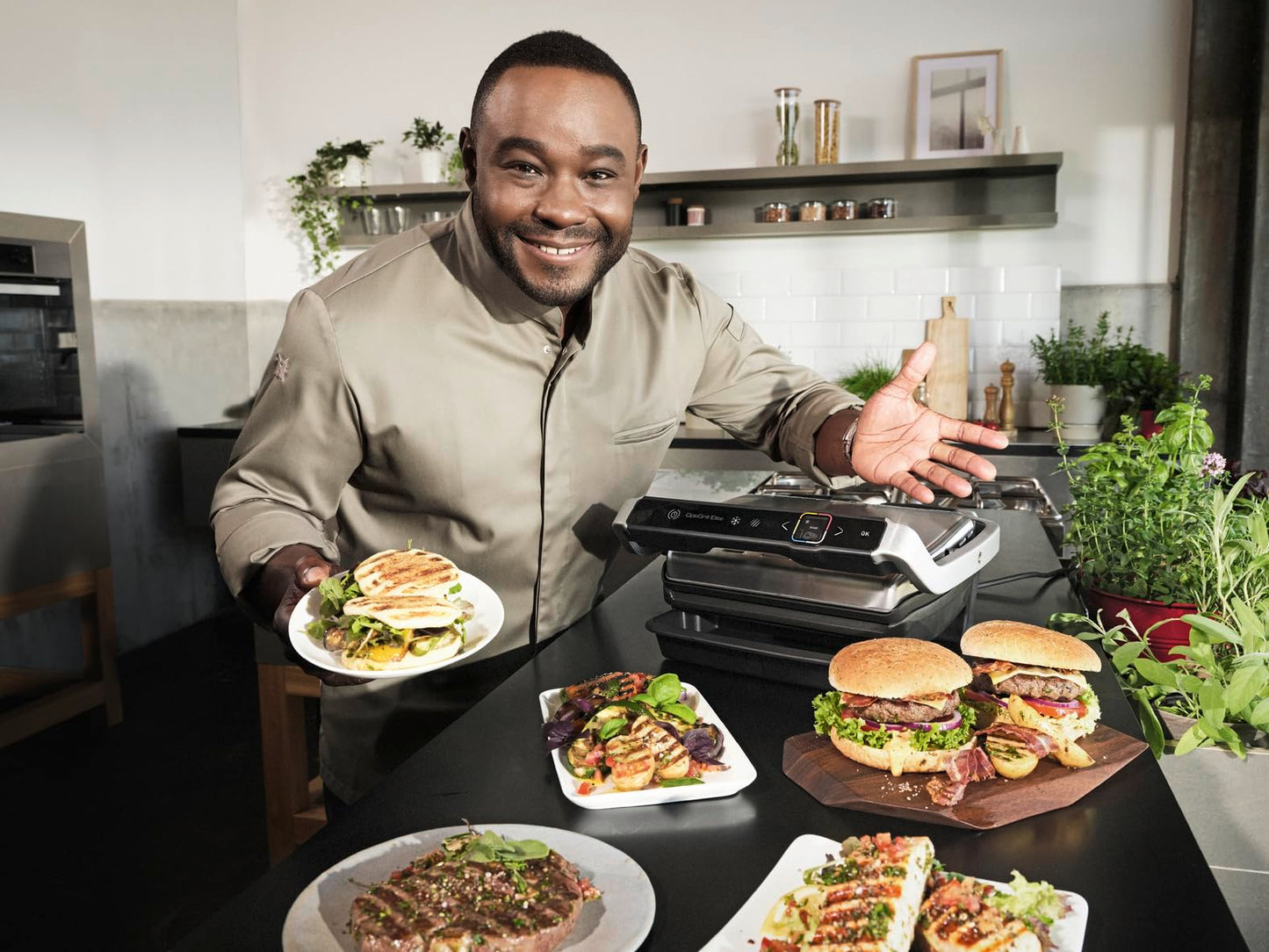 Parrilla Eléctrica Tefal Optigrill Elite – Sensor Inteligente, 6 Programas Automáticos, Placas Antiadherentes