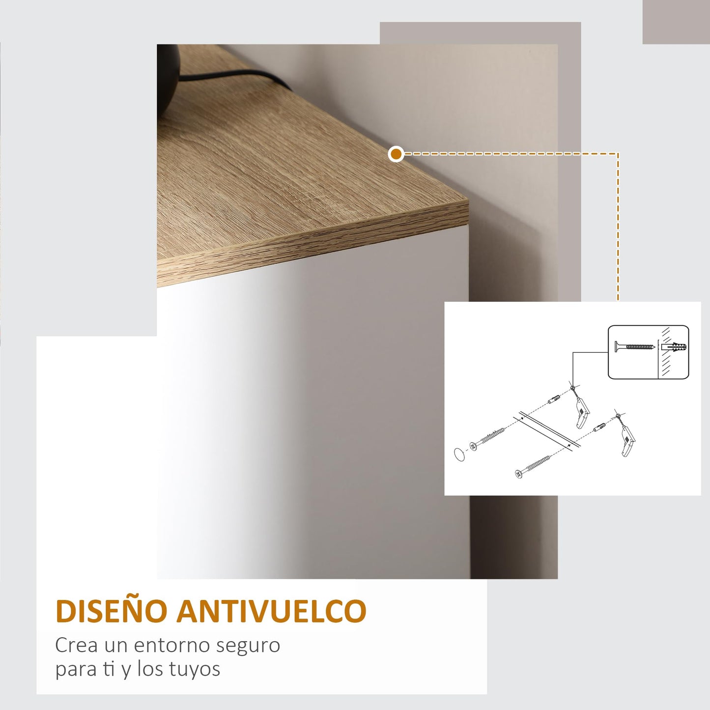 HOMCOM Armario de Salón Moderno Armario de Almacenaje con 3 Puertas Estantes Ajustables y Base Elevada para Cocina Comedor Pasillo Dormitorio Dispositivo Antivuelco 90x30x90 cm Blanco