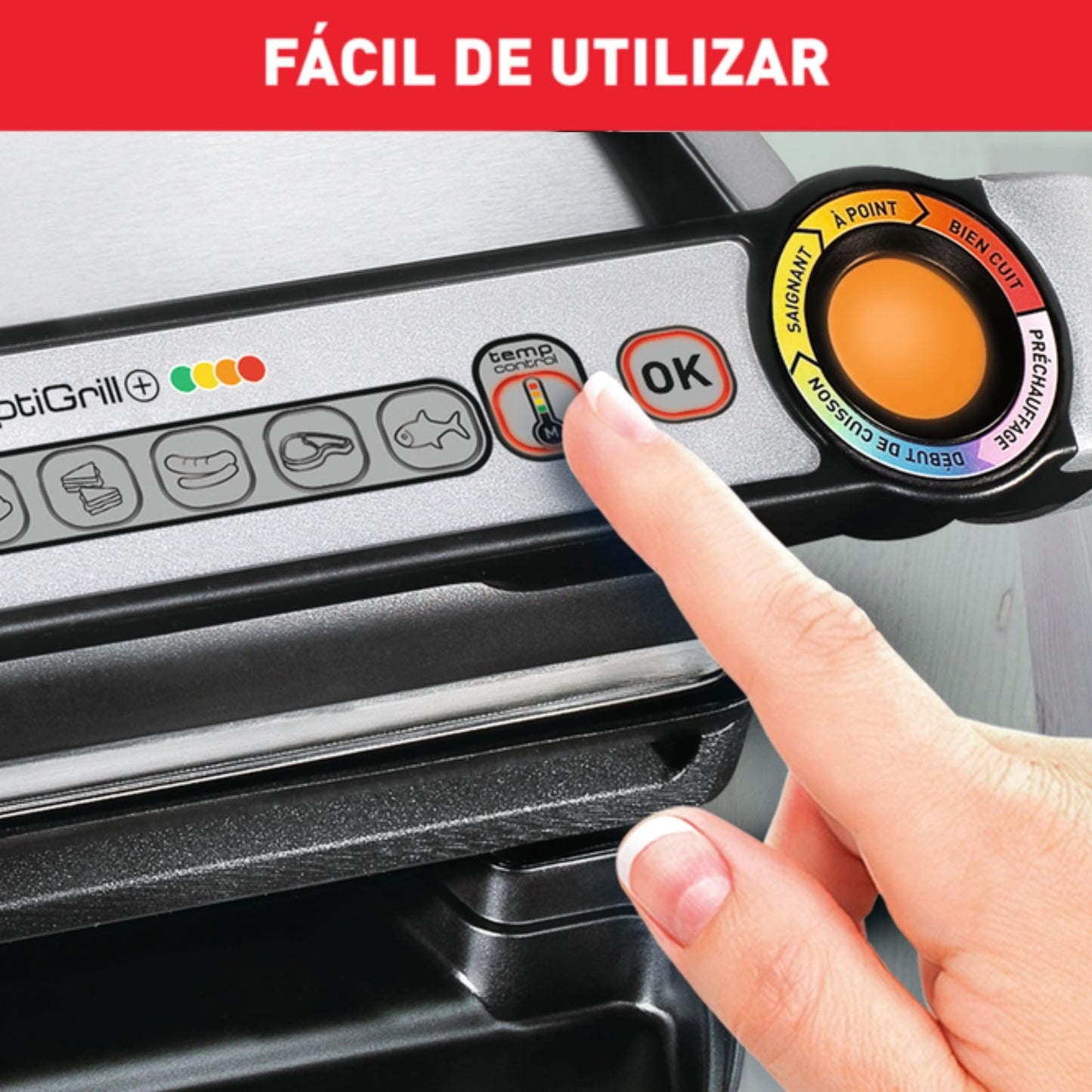 Parrilla Eléctrica Tefal Optigrill GC712D12 - 2000W, 6 Programas, Sensor de Grosor, Placas Extraíbles, Acero Inoxidable